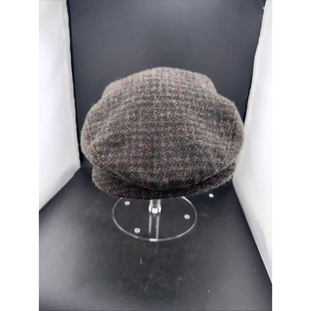 Stetson USA Wool Tweed Newsboy Ivy Driver Flat Cap Brown Fleck Size Large Hat